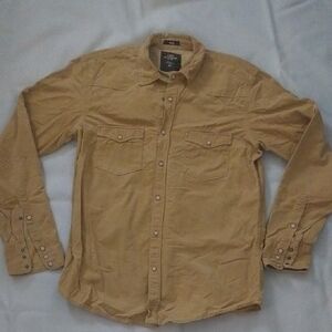 H&M Men's Casual Tan Button-Down Shirt